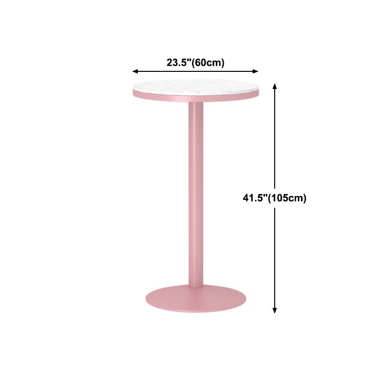 Industrial Metal Pink Bar Table Marble White 23.6"W Top Bistro Table for Cafe Clearhalo 'Bar Furniture' 'Bar Tables' 'bar_tables' 'furn' 'furn_bar_tables' 'Furniture' 'furniture_bar_tables' 'Kitchen & Dining Furniture' 'kitchen&dining_furn' 'kitchen' 1200x1200_f27514e8-3c74-4e60-b7ca-5501cec3eefa