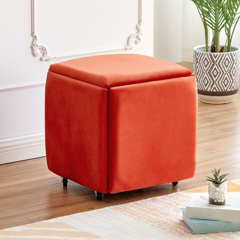 Modern Plain Boucle Ottoman Velvet Square with Storage Target Pouf Clearhalo 'furn' 'furn_ottomans_poufs' 'Furniture' 'Living Room Furniture' 'Ottomans & Poufs' 'ottomans_poufs' 1200x1200_f275a927-d1ca-479b-a4e5-cde55c88ab7f