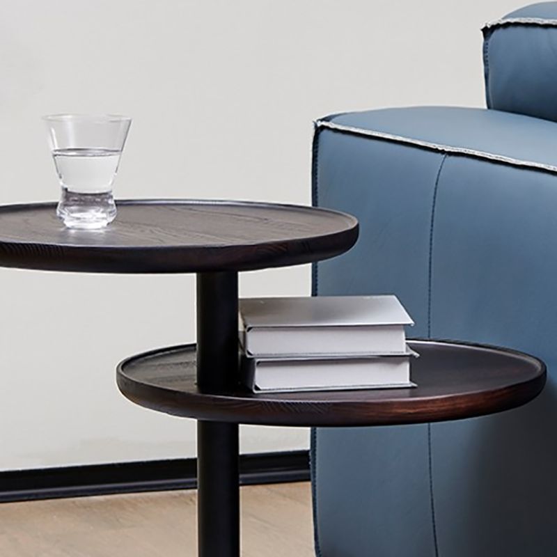 Modernistic Living Room Double Tier Round with Storage Pedestal Wood Side Table Clearhalo 'Coffee & Accent Tables' 'End & Side Tables' 'end_side_tables' 'furn' 'furn_end_side_tables' 'Furniture' 'Living Room Furniture' 1200x1200_f27711c8-5457-454a-9235-528df5539c29