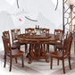 Brown Wood Dining Table for Home Rubberwood Dinette Table with Pedestal