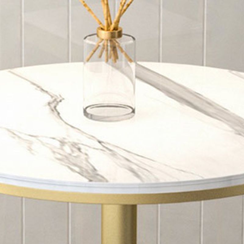 Stone Bar Dining Table Glam Round Bar Table with Pedestal for Milk Tea Shop