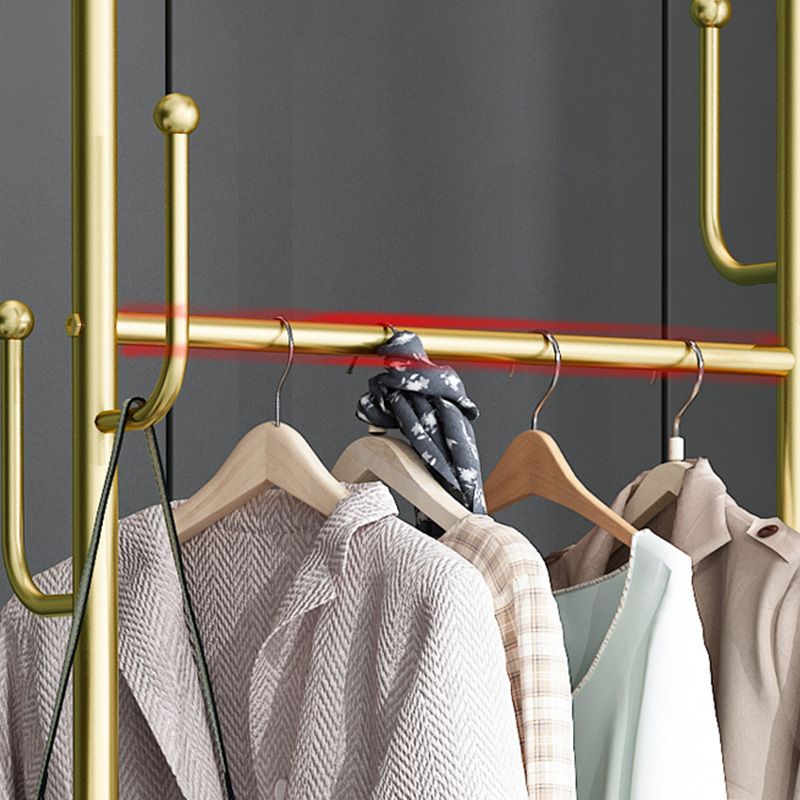 Modern Coat Rack Free Standing Hooks Design Metallic Coat Hanger with Universal Wheel Clearhalo 'Entry & Mudroom Furniture' 'furn' 'furn_hall_tree_coat_racks' 'Furniture' 'Hall Trees & Coat Racks' 'hall_tree_coat_racks' 1200x1200_f27af0ce-8ecd-4fdf-a8de-4937352562f5