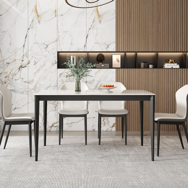 Sintered Stone Top Rectangle Table for Restaurant Modern Dining Table with Metal 4 Legs Clearhalo ' dining_table' 'Dining Tables & Seating' 'Dining Tables' 'furn' 'furn_dining_table' 'Furniture' 'furniture_dining_table' 'Kitchen & Dining Furniture' 'kitchen&dining_furn' 'kitchen' 'kitchen_dining_table' 1200x1200_f27b4623-8201-4ade-a878-dbb0b9117508