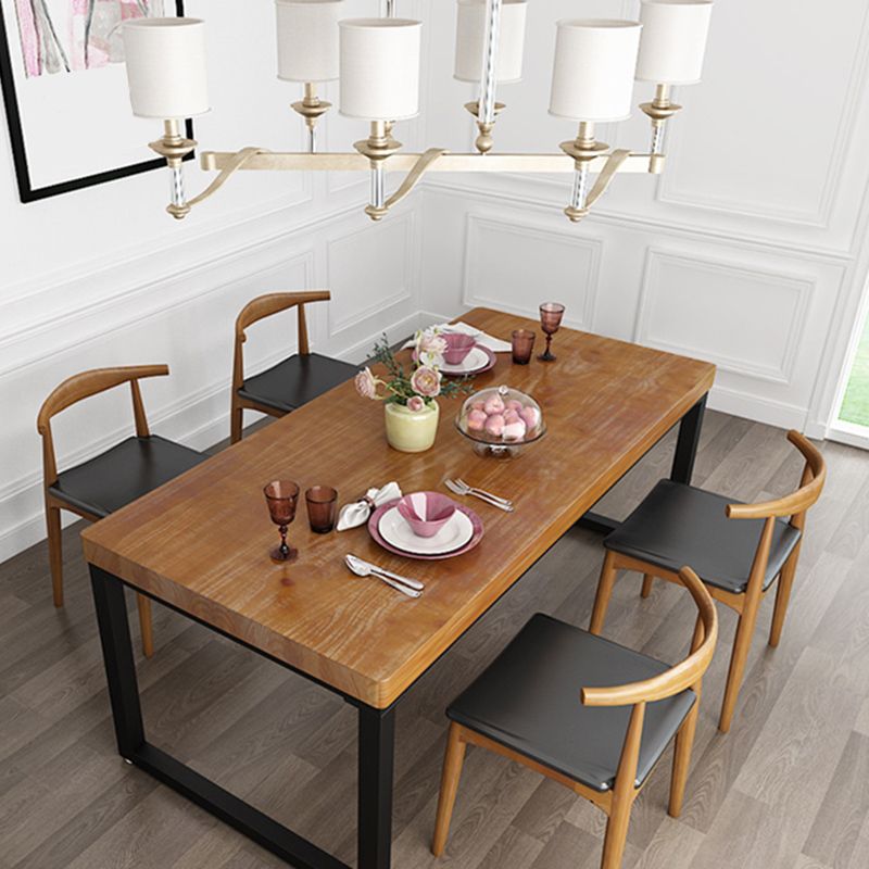 Industrielle 1/2/5 Stück Möbel Massivholz Rechteck Esszimmer Set in Braun