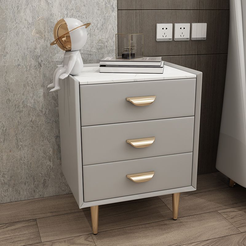 Cantenina de madera sólida contemporánea 3 - Mesa nocturna de piedra de cajón