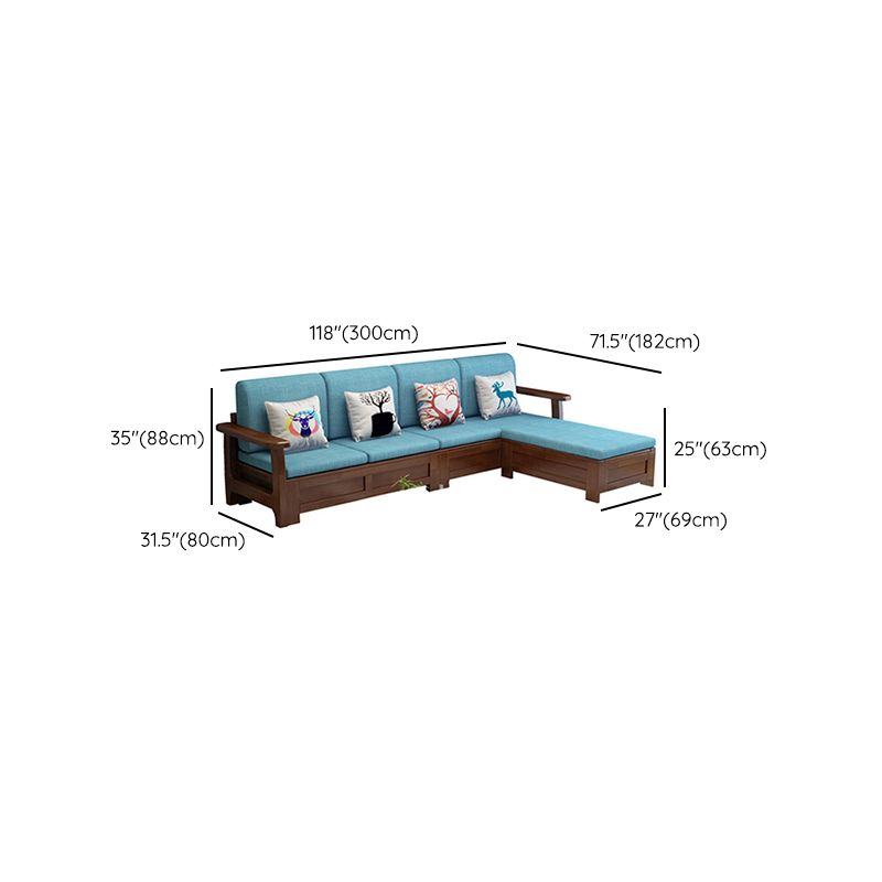 Nordic Settee Cushions Sectional Square Arm Fabric Seating for Living Room