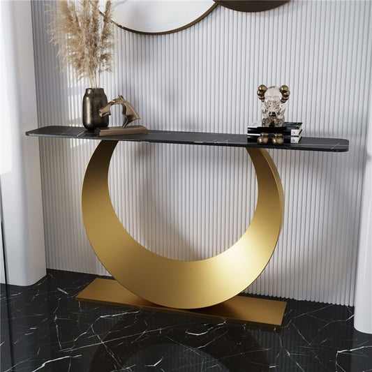 Tavolo accento top in pietra in stile glam per la tabella della console di sala 31,5 "di altezza