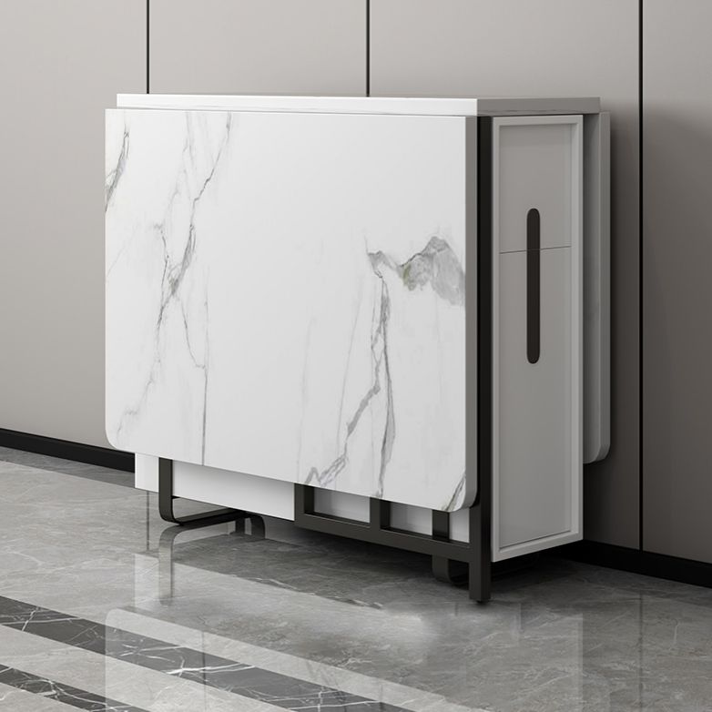 51.2''L Contemporary Sintered Stone Dining Table Folding White Dining Table for Kitchen Clearhalo ' dining_table' 'Dining Tables & Seating' 'Dining Tables' 'furn' 'furn_dining_table' 'Furniture' 'furniture_dining_table' 'Kitchen & Dining Furniture' 'kitchen&dining_furn' 'kitchen' 'kitchen_dining_table' 1200x1200_f27ee75d-7f6c-4d1f-bf70-bdb645864970