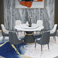 Round Stone Dining Table Black Base Traditional Luxury Dinette Table in White Clearhalo 'Dining Tables & Seating' 'Dining Tables' 'dining_table' 'furn' 'furn_dining_table' 'Furniture' 'furniture_dining_table' 'Kitchen & Dining Furniture' 1200x1200_f28106d0-814d-4f73-bf8e-5418b8dd7a72