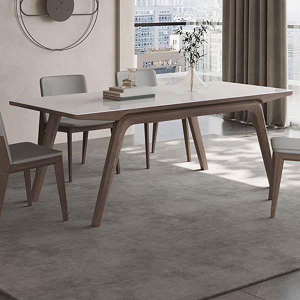 Modern Rectangle Dining Table Sintered Stone Table with Wooden Legs Clearhalo 'Dining Tables & Seating' 'Dining Tables' 'dining_table' 'furn' 'furn_dining_table' 'Furniture' 'Kitchen & Dining Furniture' 1200x1200_f281469e-9799-4865-b55a-77325b571cac