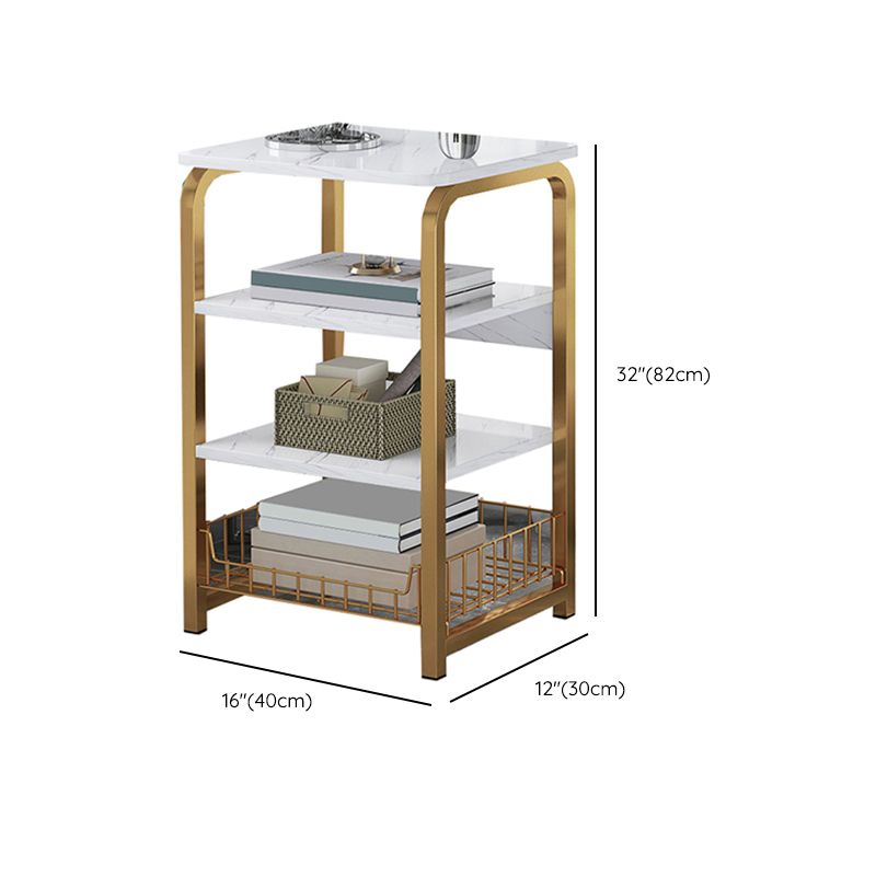 Glam Metal Side Table with Shelves Geometric Stone Top Accent Side Table Clearhalo 'Coffee & Accent Tables' 'End & Side Tables' 'end_side_tables' 'furn' 'furn_end_side_tables' 'Furniture' 'Living Room Furniture' 1200x1200_f282a835-fa74-4e1d-b079-322dcdcfb742