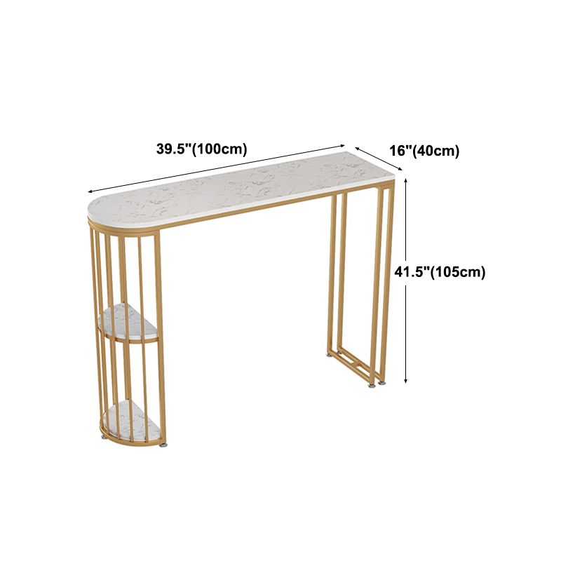 Glam Faux Marble Indoor Pub Bar Table Iron Double Pedestal Bar Dining Table with 2-Shelf Clearhalo 'Bar Furniture' 'Bar Tables' 'bar_tables' 'furn' 'furn_bar_tables' 'Furniture' 'furniture_bar_tables' 'Kitchen & Dining Furniture' 'kitchen&dining_furn' 'kitchen' 1200x1200_f282e3f7-174f-4cf9-879e-aee4a66392a4