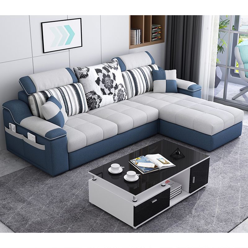 Casual Pillow Top Arm Sectionals 82.68"D x 57.09"W x 35.43"H Cushions Sofa with Storage Clearhalo 'furn' 'furn_sectionals' 'Furniture' 'furniture_sectionals' 'Living Room Furniture' 'Sectionals' 1200x1200_f2839268-af65-48b2-bcb0-d931cb5c4bba
