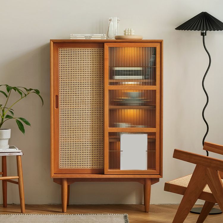 Brown Wooden Side Board with Doors Modern Minimalist Buffet Sideboard without Light Clearhalo 'buffet_sideboard' 'Buffets & Sideboards' 'furn' 'furn_buffet_sideboard' 'Furniture' 'Kitchen & Dining Furniture' 1200x1200_f28866c1-84f5-4a46-88af-d526c88c7ad6