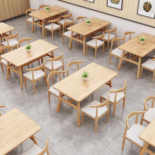 Mesa de comedor rectangular mesa de comedor de base de caballete en nogal y natural