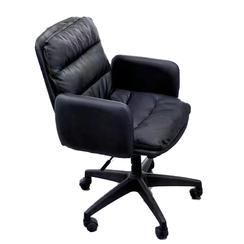 Moderne bureaustoel Zwart Nylon Frame Swivel Computer Desk stoel met gewatteerde armen