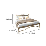 Upholstered Metal Bed in Gold Finish Low Profile Bed with Headboard