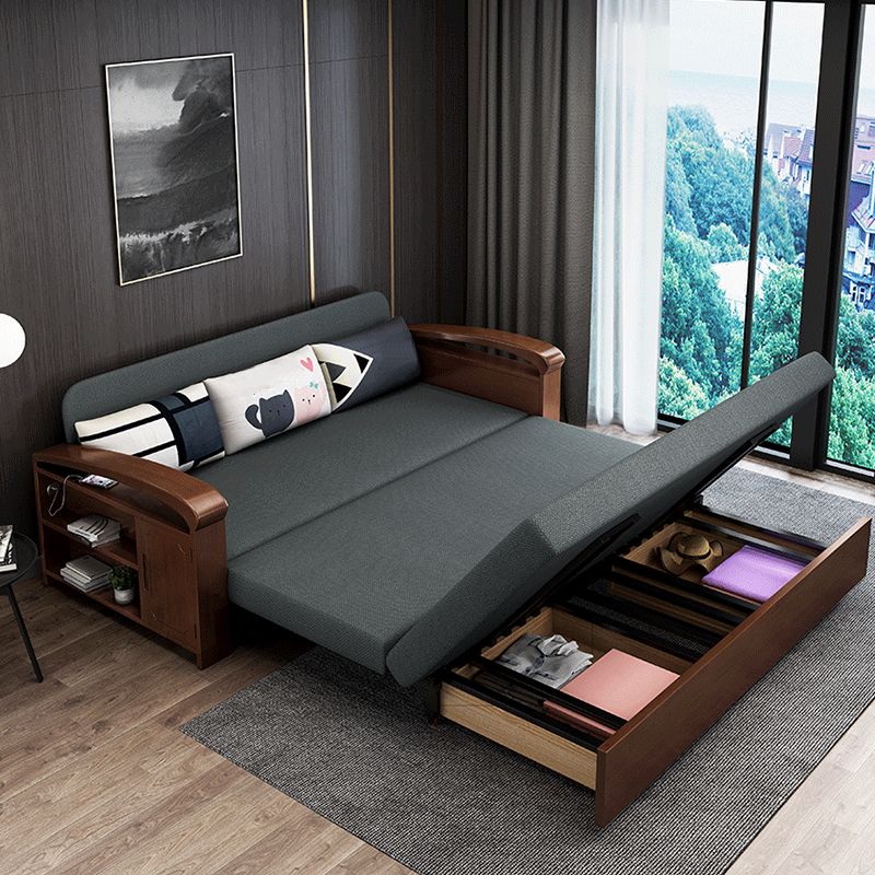 Da 30,7 "di divano futon largo con lino grigio pieghevole scandinavo