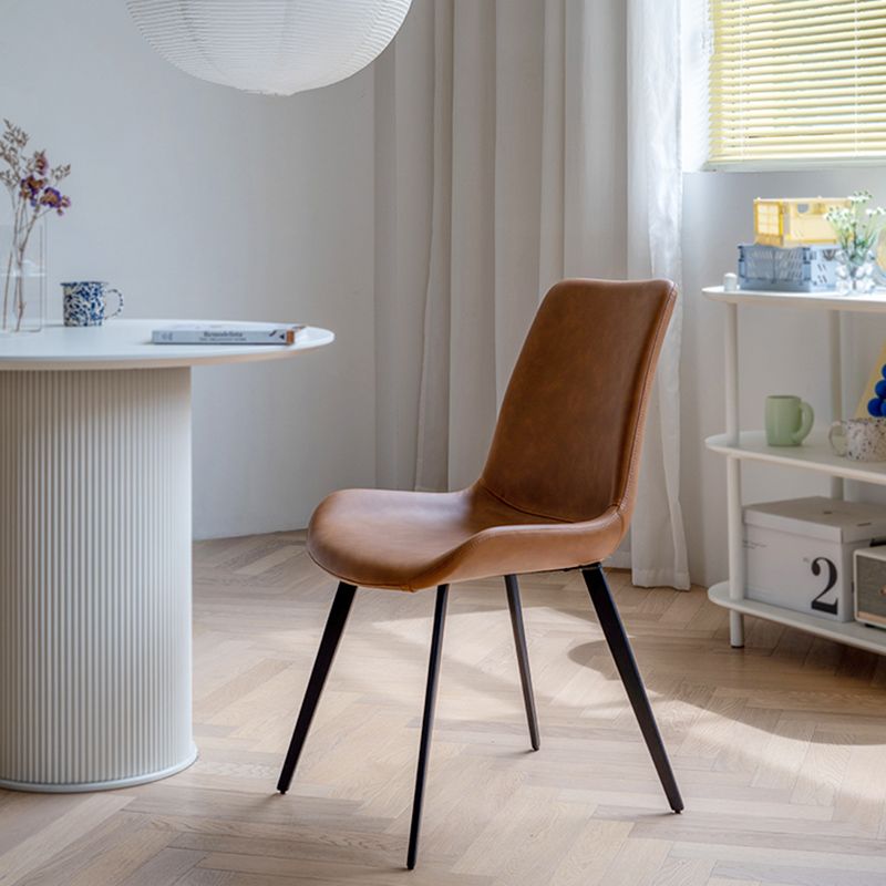 Glam Style Faux Leather Side Chairs Solid Back Armless Dining Chair for Home Use Clearhalo ' kitchen&dining_furn' 'Dining Chairs' 'Dining Tables & Seating' 'dining_chair' 'furn' 'furn_dining_chair' 'Furniture' 'furniture_dining_chair' 'Kitchen & Dining Furniture' 'kitchen' 1200x1200_f28ce7df-666e-402a-a7e7-a6887d767764