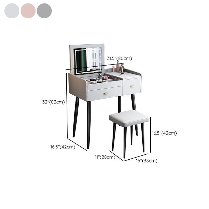 Consejo de tocador contemporáneo 2- Cajón de la pizarra Tope de maquillaje de la mesa de la pizarra