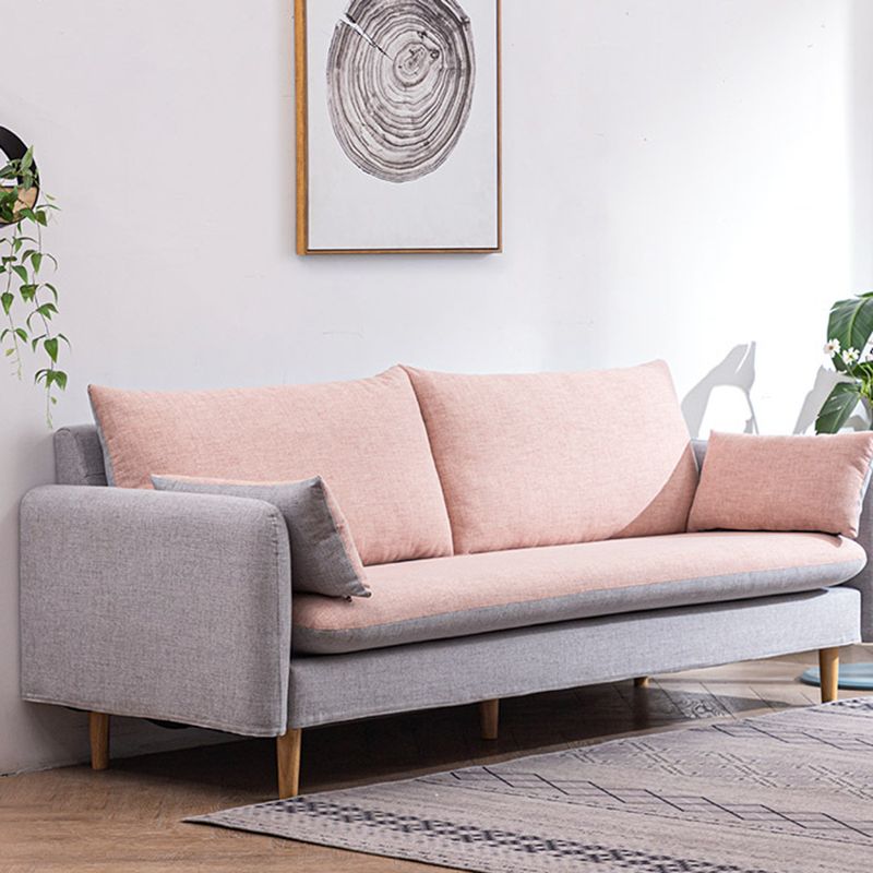 Modern Wood Legs Fabric Sofa Standard Square Arm Loose Back Sofa Clearhalo 'furn' 'furn_sofas' 'Furniture' 'furniture_sofas' 'kitchen' 'kitchen_sofas' 'Living Room Furniture' 'Sofa' 'sofas' 1200x1200_f28e2cb3-5fe5-4801-900d-7b4185682efe