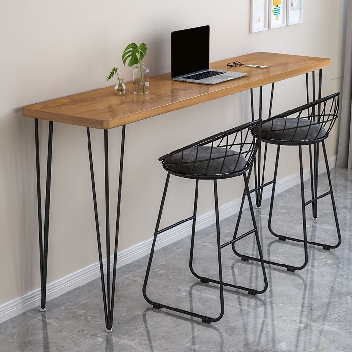 Modern Rectangle Wood Bar Table Metal Legs for Milk Tea Shop Clearhalo 'Bar Furniture' 'Bar Tables' 'bar_tables' 'furn' 'furn_bar_tables' 'Furniture' 'Kitchen & Dining Furniture' 1200x1200_f28e5a3e-0829-4d3c-a212-ac2300f0f10b