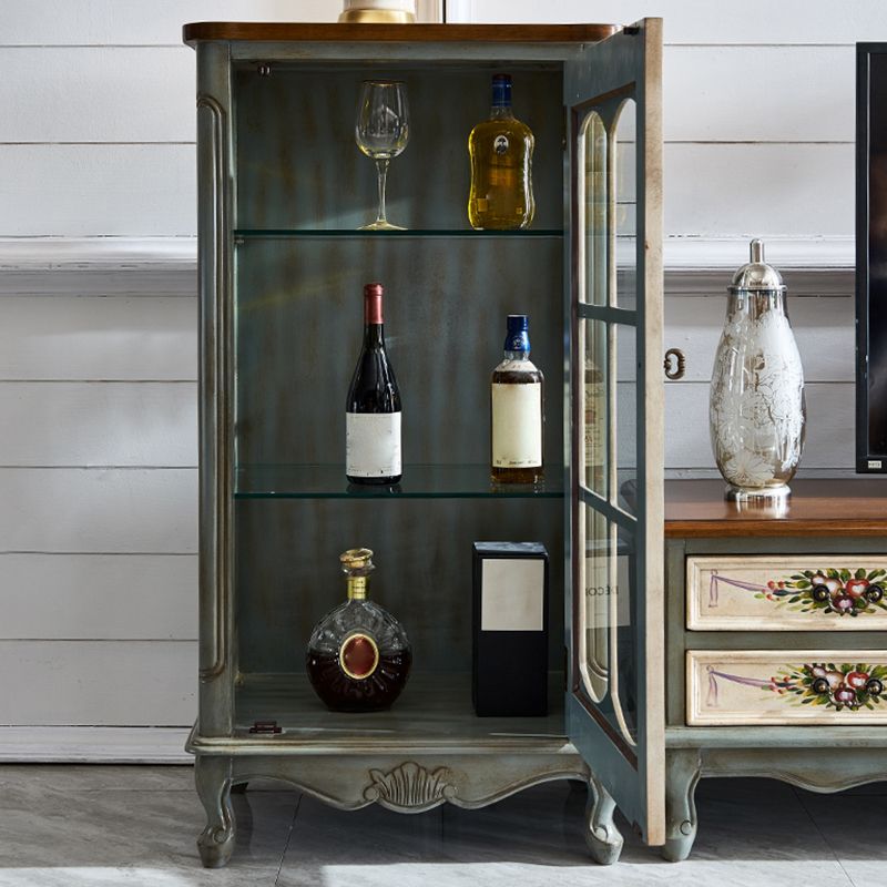 Industrial Accent Cabinet Solid Wood Storage Cabinet with Glass Doors Clearhalo 'Cabinets & Chests' 'cabinets_chests' 'furn' 'furn_cabinets_chests' 'Furniture' 'Living Room Furniture' 1200x1200_f28f9abf-59c1-436c-8b3c-e6f98eb9782b