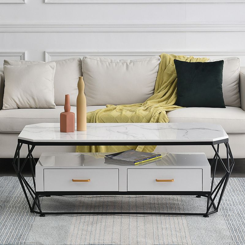 Frame Base Rectangular Glam Style Slate Table Plate Metal Iron Bottom Frame Coffee Table Clearhalo 'Coffee & Accent Tables' 'Coffee Tables' 'coffee_tables' 'furn' 'furn_coffee_tables' 'Furniture' 'Living Room Furniture' 1200x1200_f292bc08-659d-4a0f-b68b-bc3cf13559a8