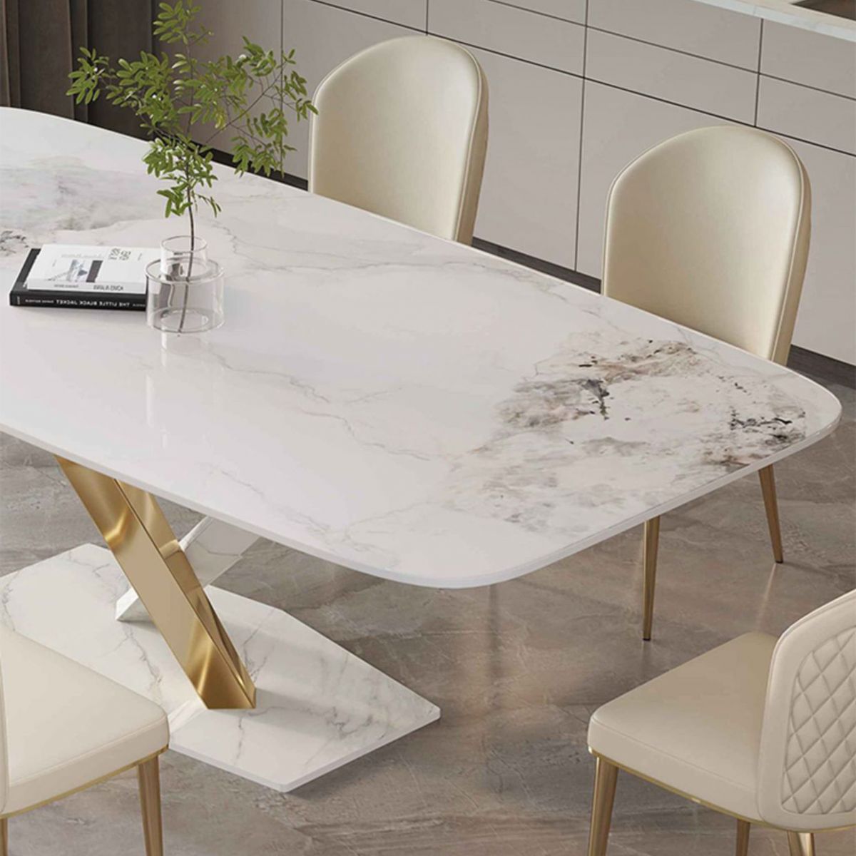 Luxury Sintered Stone Top Dining Set Rectangle 1/4/5/7 Pieces Dining Table with Chairs Clearhalo 'Dining Room Sets' 'Dining Tables & Seating' 'dining_room_set' 'furn' 'furn_dining_room_set' 'Furniture' 'furniture_dining_room_set' 'Kitchen & Dining Furniture' 1200x1200_f293b3a1-01a1-4d32-a78b-6c66eb874261