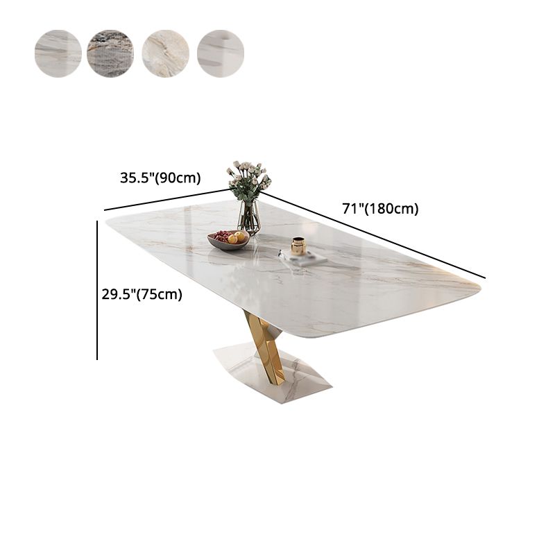 White Stone Dining Table Household Small Apartment Dining Furniture with Pedestal Base Clearhalo 'Dining Tables & Seating' 'Dining Tables' 'dining_table' 'furn' 'furn_dining_table' 'Furniture' 'furniture_dining_table' 'Kitchen & Dining Furniture' 'kitchen' 'kitchen_dining_table' 1200x1200_f294a4fc-92ae-4ab7-af69-49e65f7b3b42