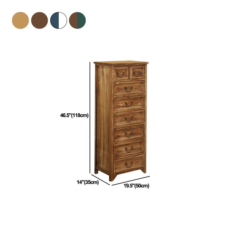Coffre de rangement vertical en bois massif vintage de 14 po de largeur avec tiroirs