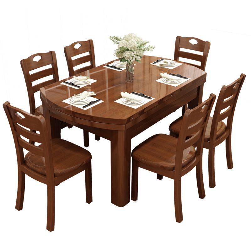 Mesa de comedor de madera con acabado pulido para el hogar, mesa de comedor plegable moderna