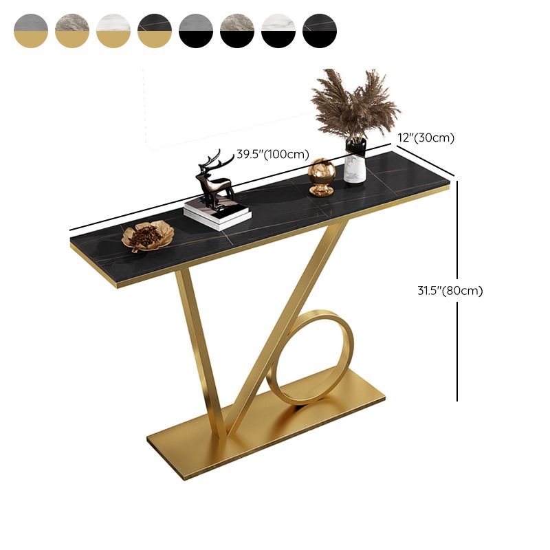 Modern 31.5" Tall Console Table Stone Abstract Base End Table for Hall