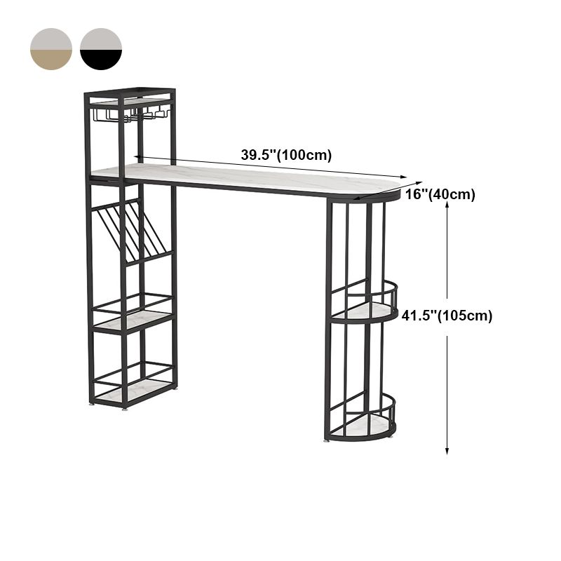 Modern Bar Dining Table Indoor Bar Height Table with Shelves 42-Inch Top Clearhalo 'Bar Furniture' 'Bar Tables' 'bar_tables' 'furn' 'furn_bar_tables' 'Furniture' 'furniture_bar_tables' 'Kitchen & Dining Furniture' 'kitchen&dining_furn' 'kitchen' 1200x1200_f29bea31-5681-442e-a0a6-5482391a65c9