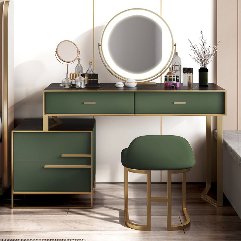 Luxurious Metal Make-up Vanity 4 Solid Wood Drawers Dressing Table