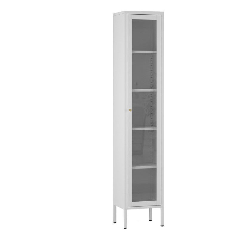 Modern Style Bookcase Metal Closed Back Bookshelf with Door for Home Office