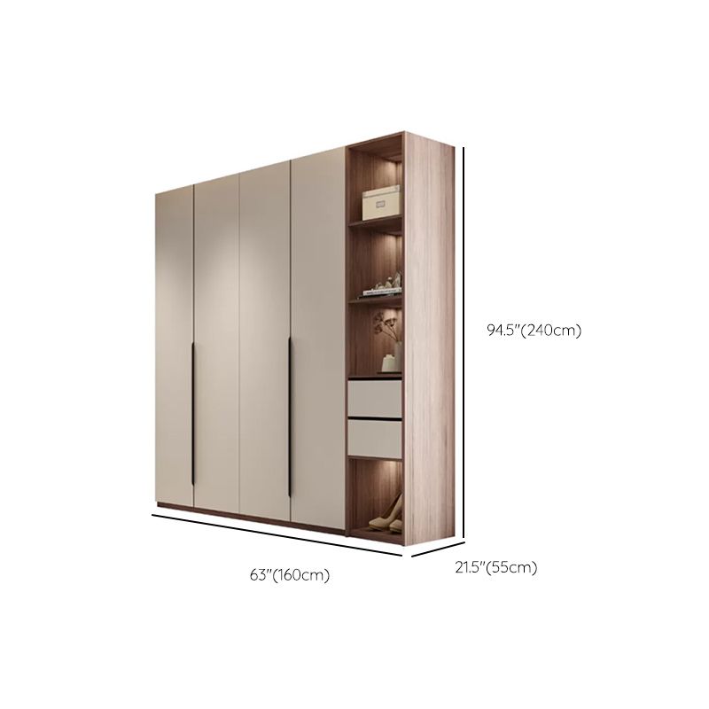 Hinged Storage Cabinet Modern Wardrobe Armoire with Garment Rod Clearhalo 'Armoires & Wardrobes' 'armoires_wardrobes' 'Bedroom Furniture' 'furn' 'furn_armoires_wardrobes' 'Furniture' 1200x1200_f29e4d3a-efc7-4109-9287-4ac4f704ecc3