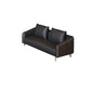 Sloped Arm Sofa in Black with Pillows Leather Stain Resistant Sofa