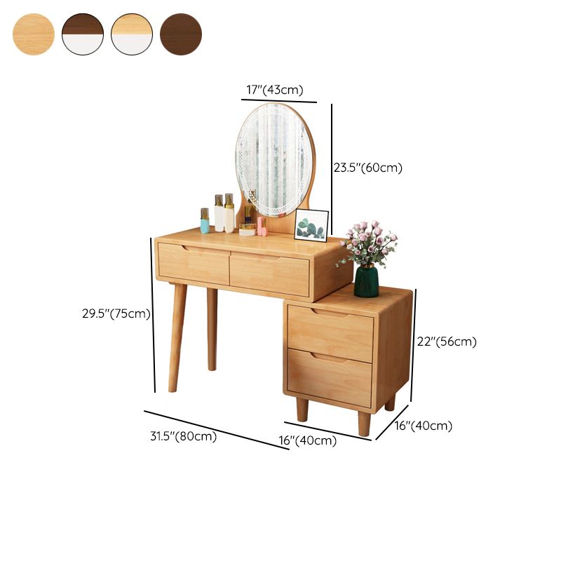 31. 5" W Wood Vanity Table with Mirror & Stool 4 Drawers Simple Makeup Vanity Table Set Clearhalo 'Bedroom Furniture' 'furn' 'furn_makeup_vanities' 'Furniture' 'Makeup Vanities' 'makeup_vanities' 1200x1200_f29f573a-ca01-4b3e-a494-376bbc5d6468