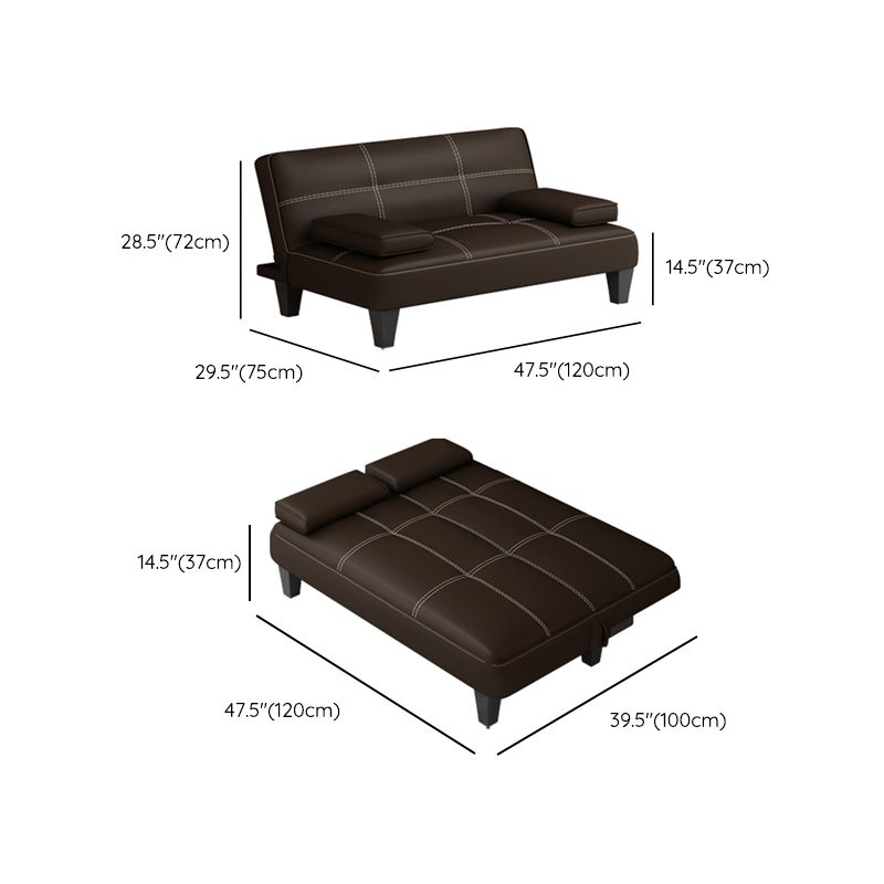 Faux Leather Pillow Top Arms /Armless Sleeper Sofa Bed Biscuit Back Convertible Sofas Clearhalo 'furn' 'furn_futons' 'Furniture' 'Futons & Daybeds' 'Futons' 'Living Room Furniture' 1200x1200_f2a01da8-4a68-45e9-9121-62d5811741ab