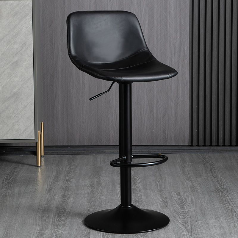 Contemporary Metal Barstool Faux Leather Footrest Stool Adjustable in Matte Finish Clearhalo 'Bar Furniture' 'Bar Stools' 'bar_stools' 'furn' 'furn_bar_stools' 'Furniture' 'Kitchen & Dining Furniture' 1200x1200_f2a0af47-0946-41cf-b9de-3ae4b448ce56