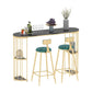 Oval Sintered Stone Bar Table Traditional Luxury Dining Table with Storage Shelves