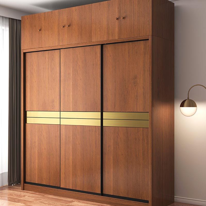 Brown Manufactured Wood Wardrobe Traditional Cabinet with Sliding Doors Clearhalo 'Armoires & Wardrobes' 'armoires_wardrobes' 'Bedroom Furniture' 'furn' 'furn_armoires_wardrobes' 'Furniture' 1200x1200_f2a13b8a-b9c3-408d-996e-6d7626cf086a