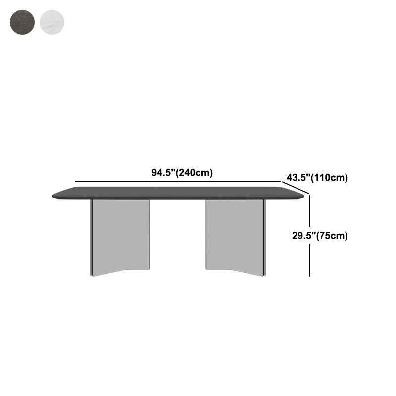 Mesa de comedor rectangular mesa de comedor de piedra con pedestal doble