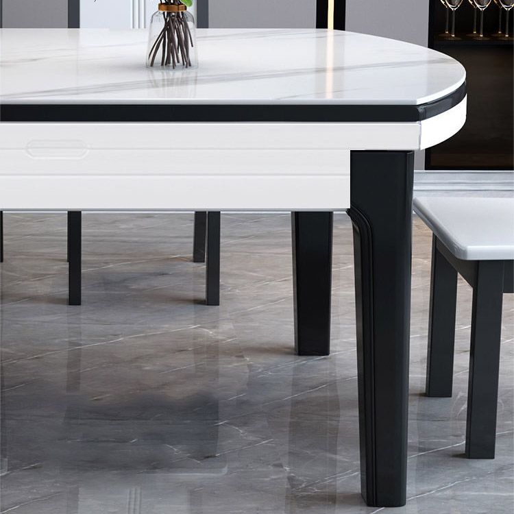 Kitchen Dinner Table Dining Room Stone Drop-Leaf Dining Table Clearhalo 'Dining Tables & Seating' 'Dining Tables' 'dining_table' 'furn' 'furn_dining_table' 'Furniture' 'Kitchen & Dining Furniture' 1200x1200_f2a36045-4d6c-4af9-9e38-6b670d23c9a5