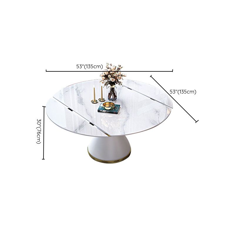 Metal Pedestal Dining Table Extendable Table for Kitchen Dining Room Clearhalo 'Dining Tables & Seating' 'Dining Tables' 'dining_table' 'furn' 'furn_dining_table' 'Furniture' 'Kitchen & Dining Furniture' 1200x1200_f2a5b358-518f-4abf-a206-ec5af1b86b1b