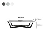 Rectangle Stone Top Cocktail Table with Cross Leg and Storage Shelf