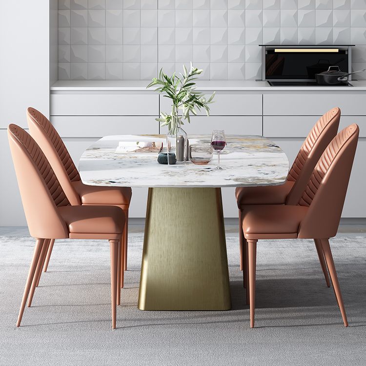 Glam 1/4/5/7 Pieces Dining Set Sintered Stone Dining Table Set with PU Leather Chairs Clearhalo 'Dining Room Sets' 'Dining Tables & Seating' 'dining_room_set' 'furn' 'furn_dining_room_set' 'Furniture' 'furniture_dining_room_set' 'Kitchen & Dining Furniture' 'kitchen&dining_furn' 'kitchen' 1200x1200_f2a7844c-dd29-487c-8951-8c70663a46db
