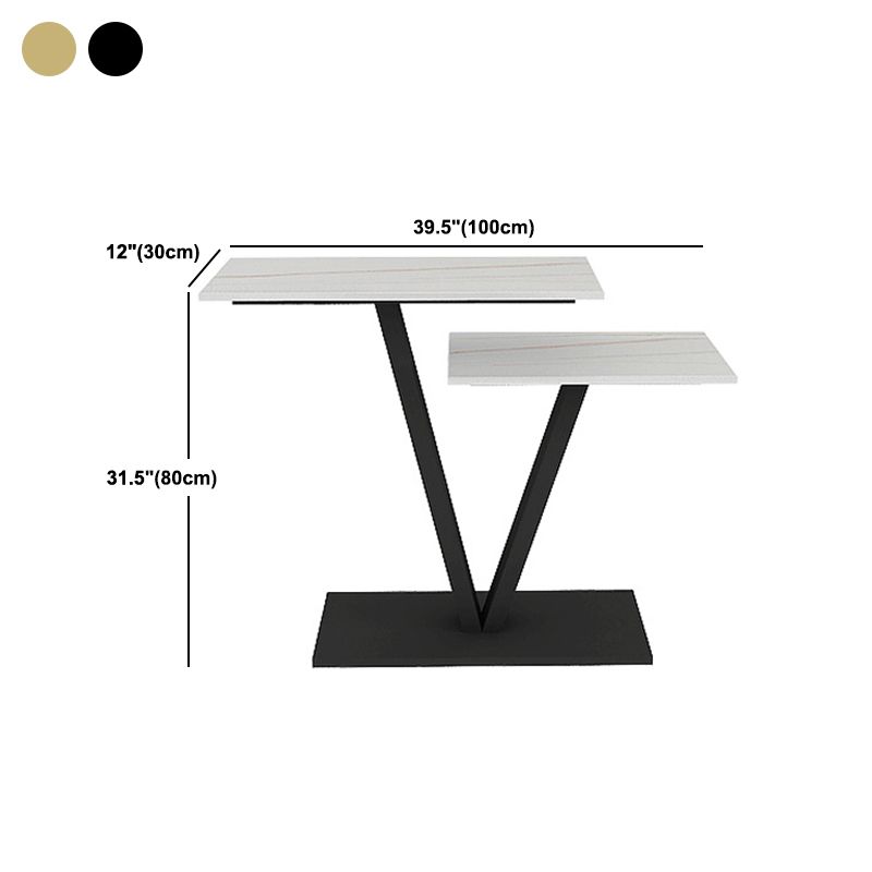 Tavolo da divano di divano console in pietra contemporanea tavolo da rettangolo con scaffale per la sala
