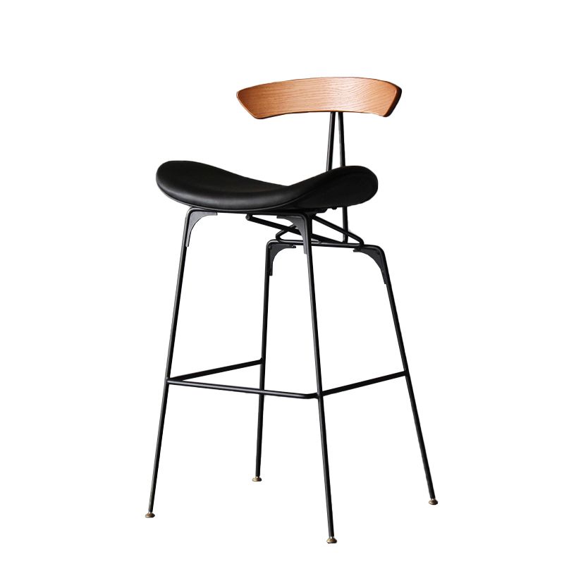 Industrial Style Counter Stool Faux Leather Counter-height Stool for Indoor